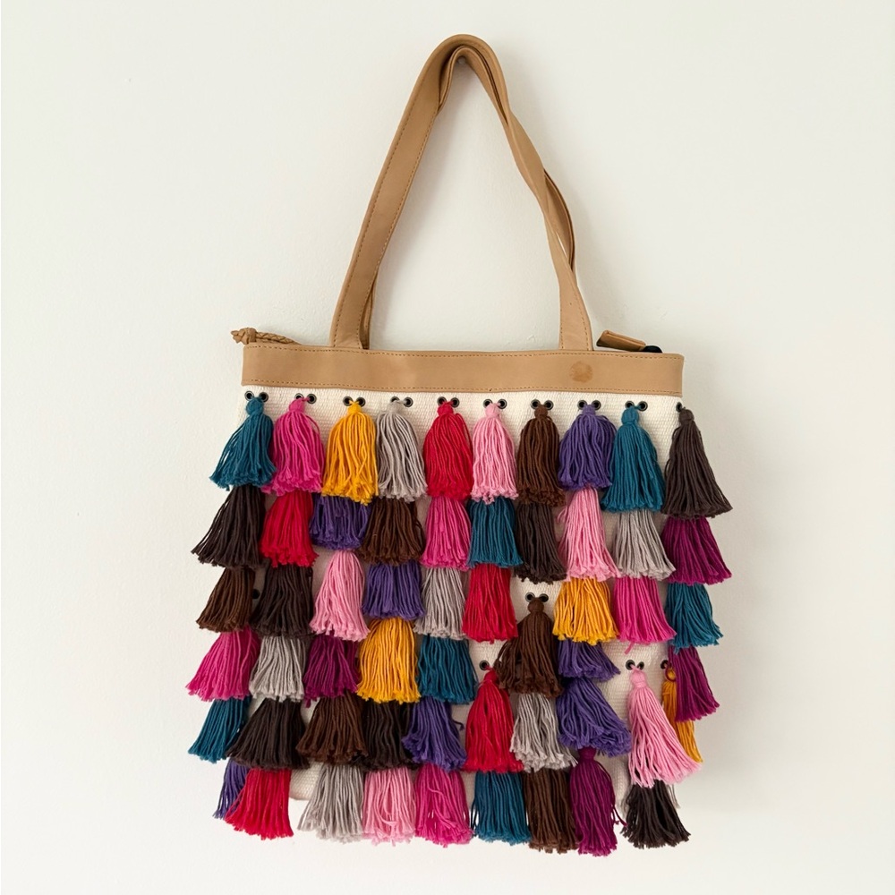Noonday Collection Colorful Tassel La Gloria Tote Bag - Picture 3 of 12